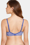 Rosaline Everyday Double Layered Non-Wired 3/4th Coverage  T-Shirt Bra - Blue Leafy Buds Print — thumbnail 2